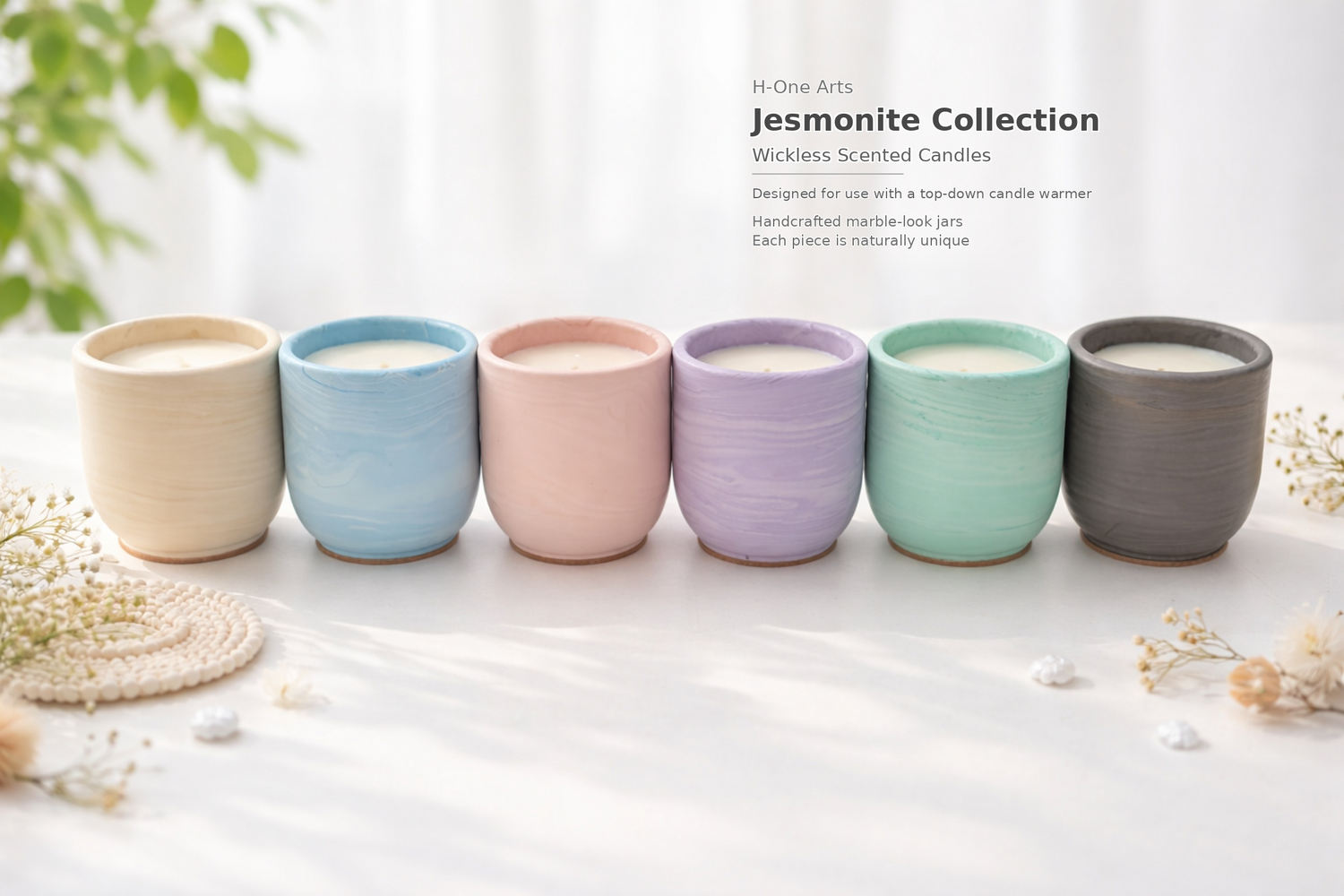 Handmade Jesmonite Jar Wickless Candle