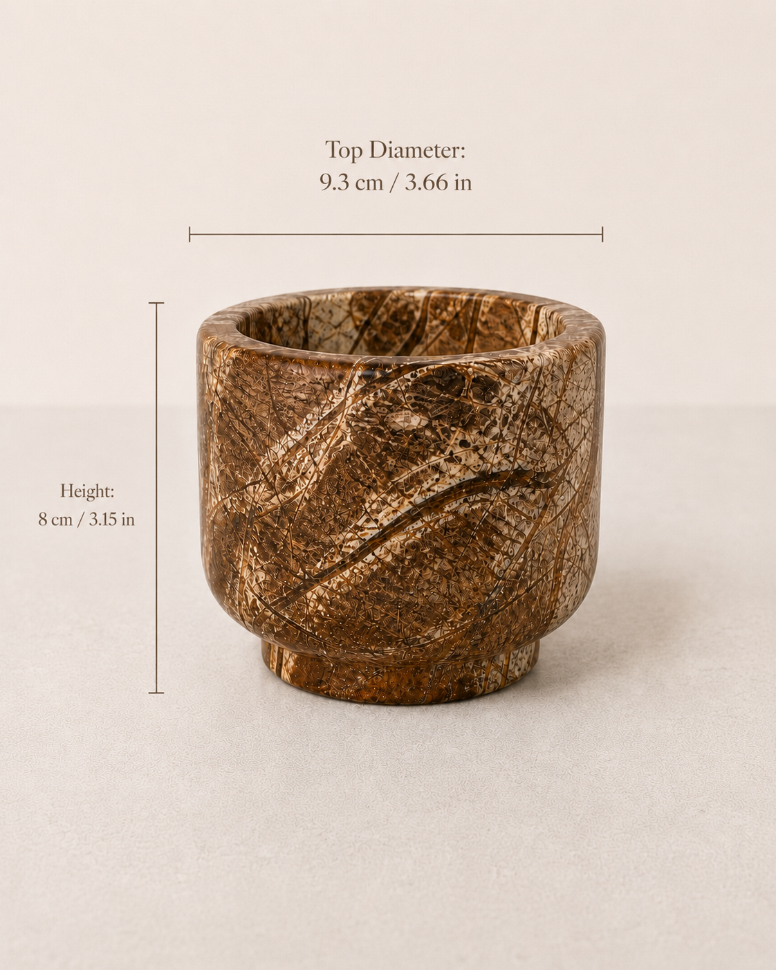 Natural Marble Wickless Candle — Forest Brown Marble Vessel Scented Candle, 5.6 oz