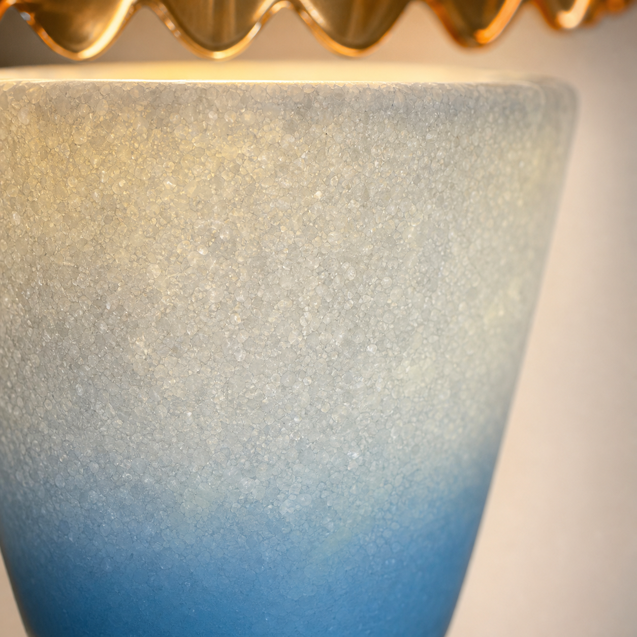 Natural Marble Wickless Candle — Blue Crystal Marble Vessel Scented Candle, 5 oz