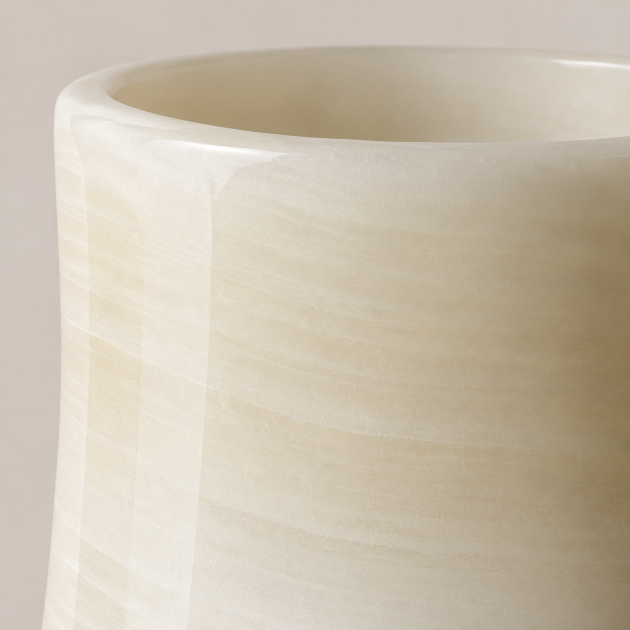 Natural Marble Wickless Candle — Ivory Tulip Marble Vessel Scented Candle, 4.6 oz